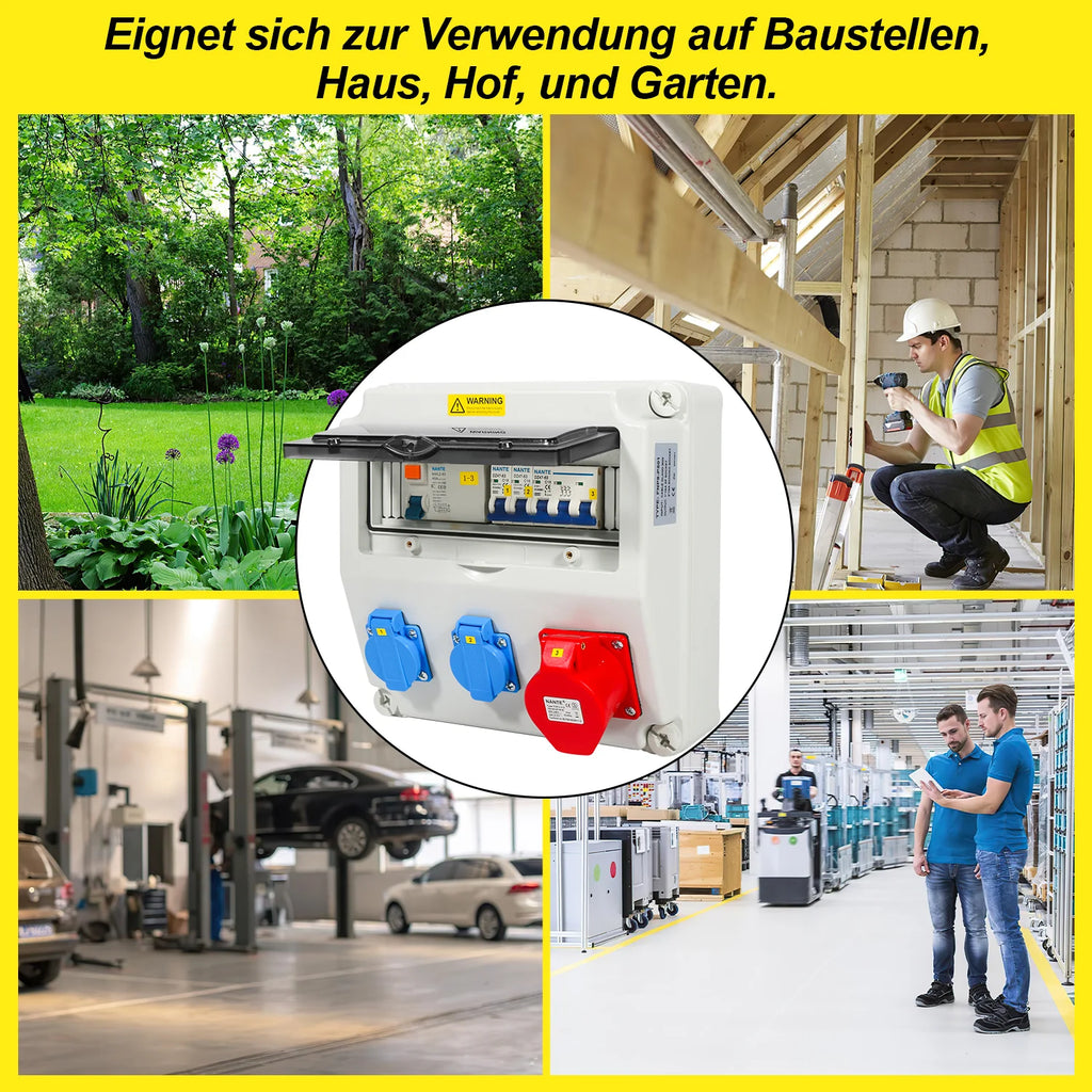 Sonnewelt Wandverteiler FI 2xSchuko-Steckdose und CEE-Steckdose 16A