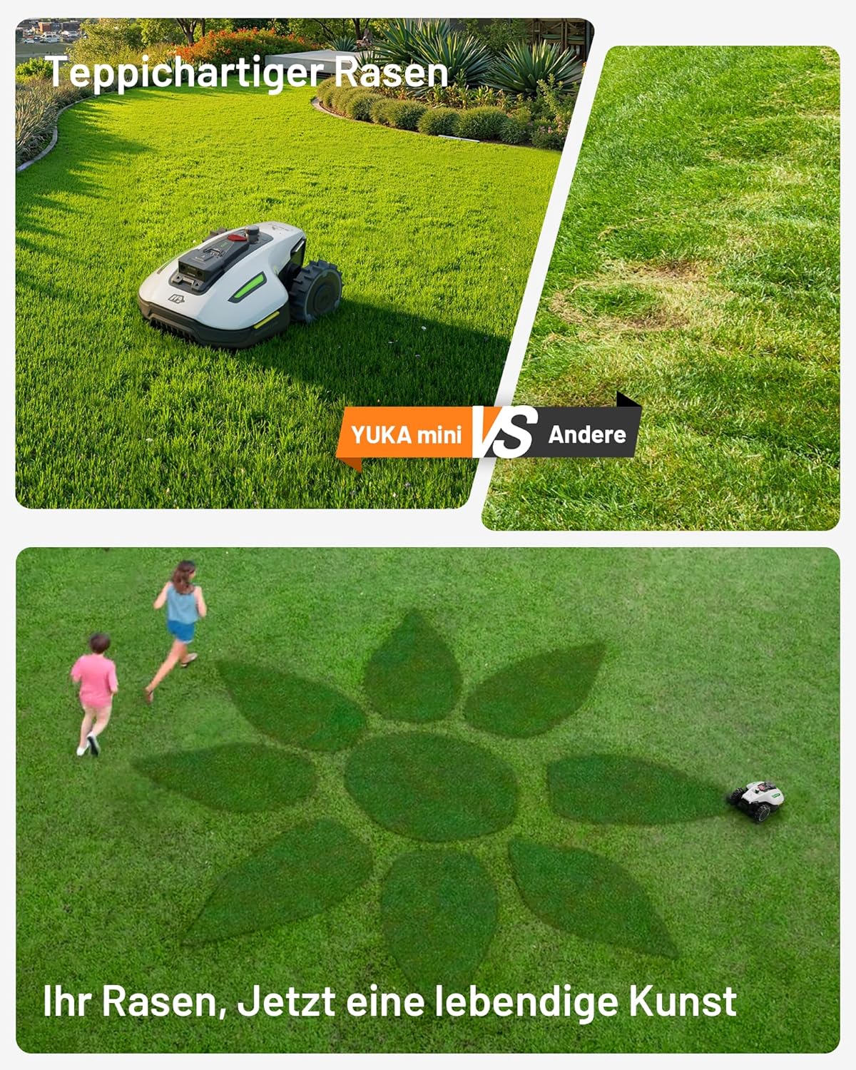 MAMMOTION YUKA Mini 700 Robot rasaerba senza filo perimetrale, NetRTK+Vision, Nessuna antenna RTK richiesta, Mappatura automatica, Consigliato 700m², Max. 1100m², con modulo 4G, Pendenza 50%