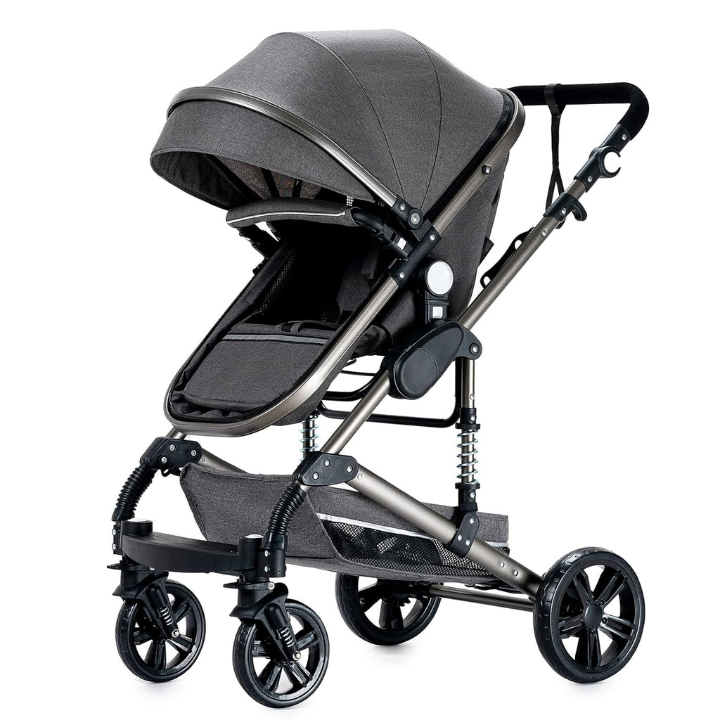 Sianldcone Passeggino 3 in 1, Set Passeggino con Tessuti di Alta Qualità, Sistemi di Viaggio con Spinta Reversibile, Passeggino Combinato a Vista Aperta Set Completo 3 in 1 (V9 Cachi)