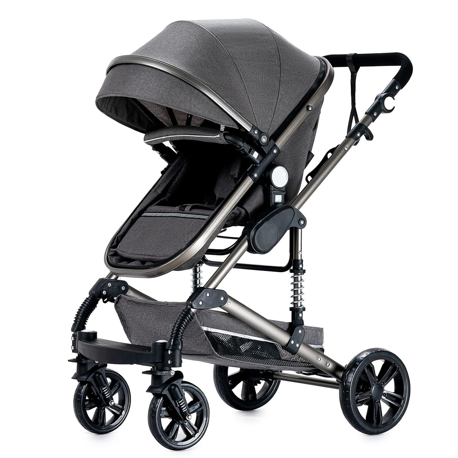 Sianldcone Passeggino 3 in 1, Set Passeggino con Tessuti di Alta Qualità, Sistemi di Viaggio con Spinta Reversibile, Passeggino Combinato a Vista Aperta Set Completo 3 in 1 (V9 Cachi)