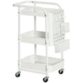 HOMCOM Carrello Cucina Carrellino Salvaspazio con 3 Cesti e Ruote Bianco