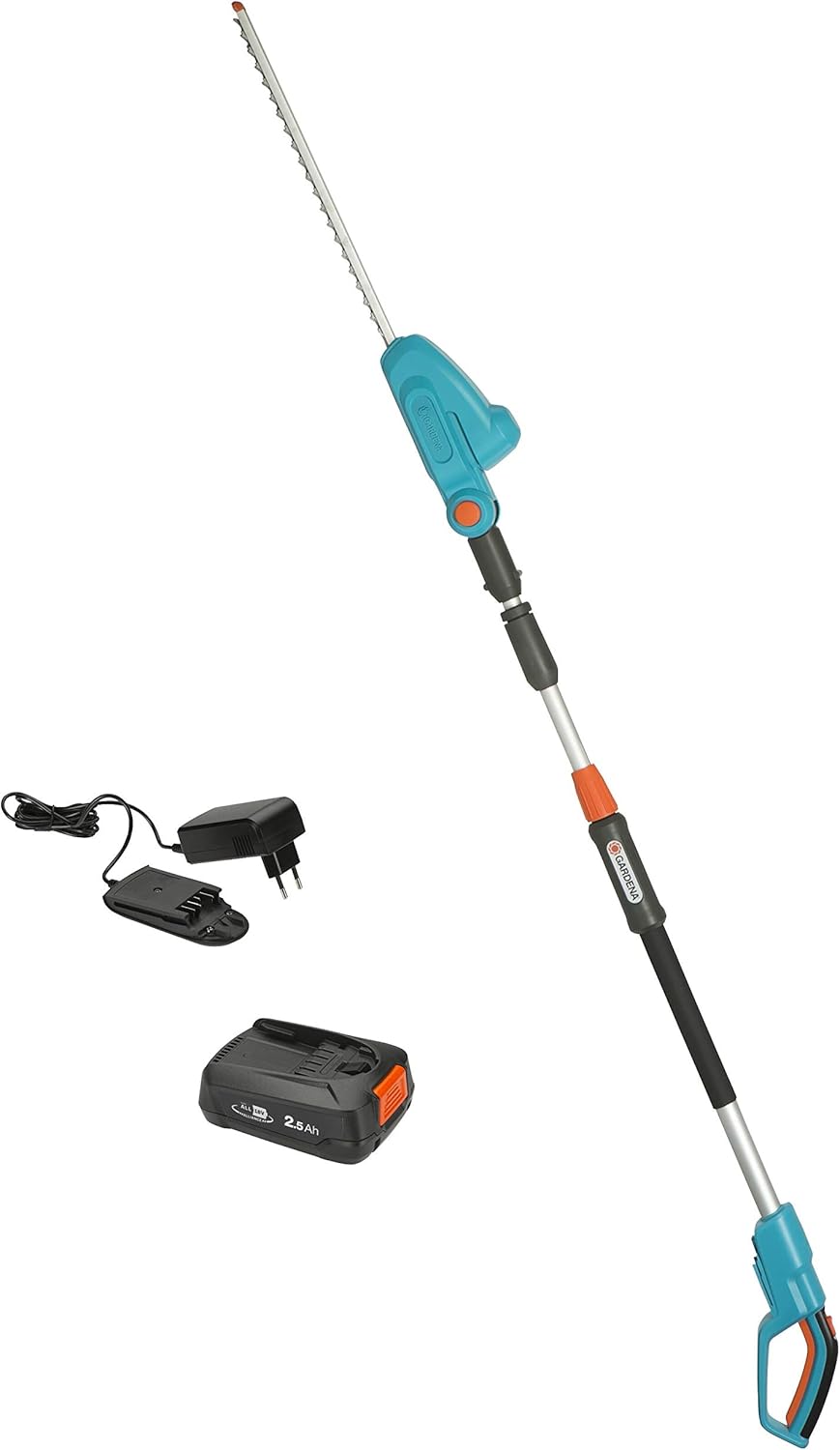 Gardena Tagliasiepi Telescopico a Batteria THS 42/18V P4A Set Pronto all'Uso: Tagliasiepi fino a 3 m di portata, lama da 42 cm, testa orientabile, incl. batteria 18V P4A (14732-20)