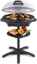 Cloer 6789 Barbecue-Grill, barbecue da esterno con termometro integrato, rivestimento antiaderente, 2400 Watt, superficie grill: 38,5 x 52,5 cm, riponibile in modo salvaspazio