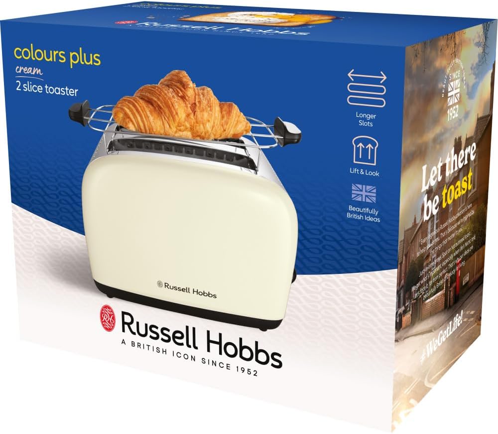 Russell Hobbs Frühstücksset Colours+ Creme: Kaffeemaschine 24033-56 [Digitaler Timer] + Wasserkocher 20415-70 [1,7l, 2400 W] + Toaster 26551-56 [für 2 Scheiben], Frühstücksserie