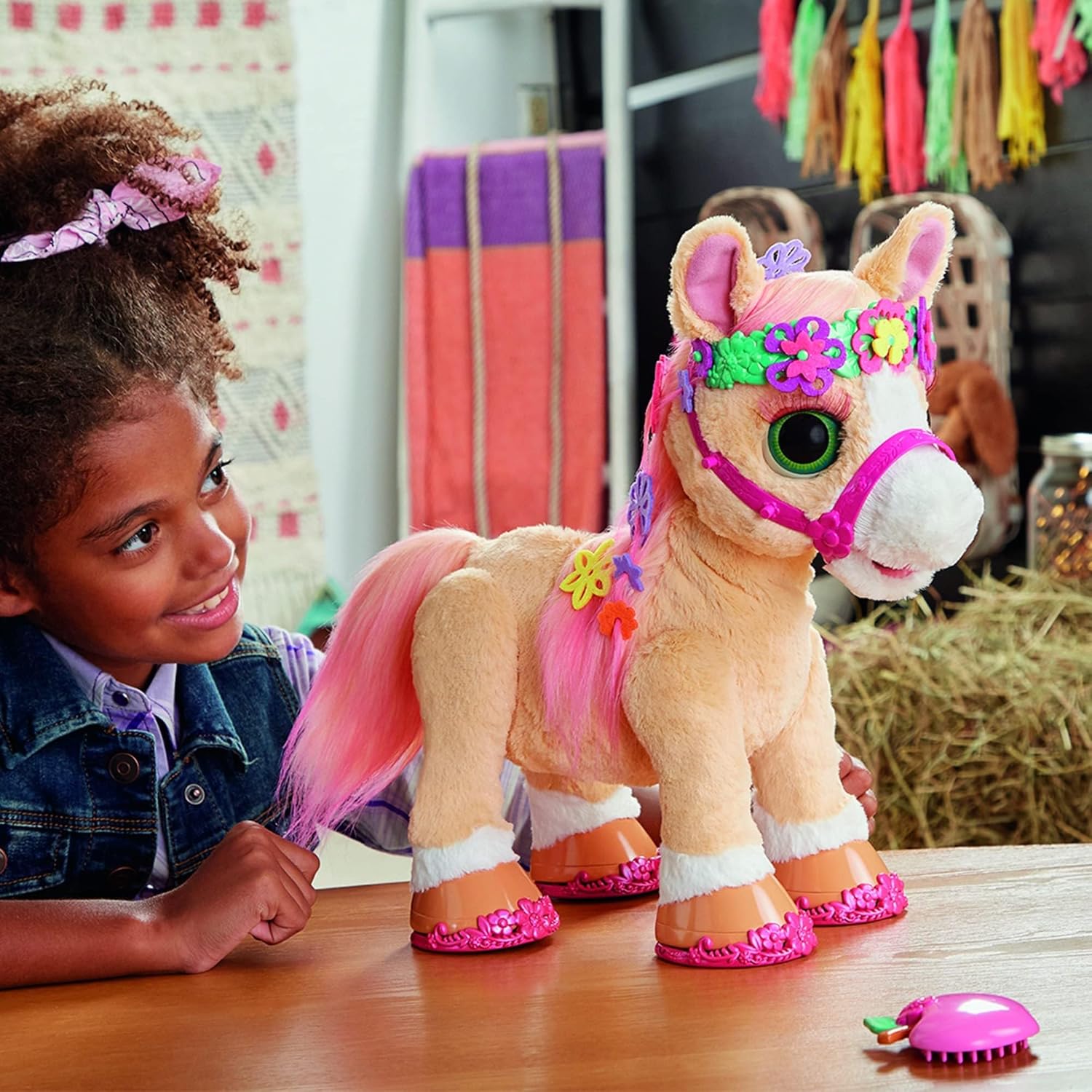 FurReal Hasbro Cinnamon, Mein stylisches Pony, 80 Plus Gerusche, Reaktionen, 26 Accessoires, Elektronisches Tierchen ab 4 Jahren, Multi, 35 cm