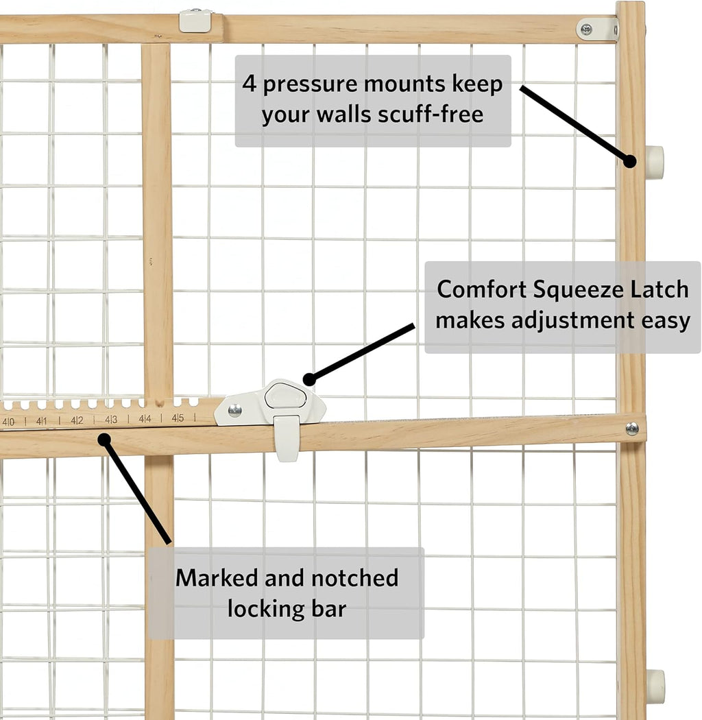 MidWest Homes for Pets Barriera/Cancelletto di Sicurezza per Animali Domestici, Modello 2944WWM-2, Altezza 112 cm, Estensibile da 74 a 127 cm di Larghezza, Grande, in Legno