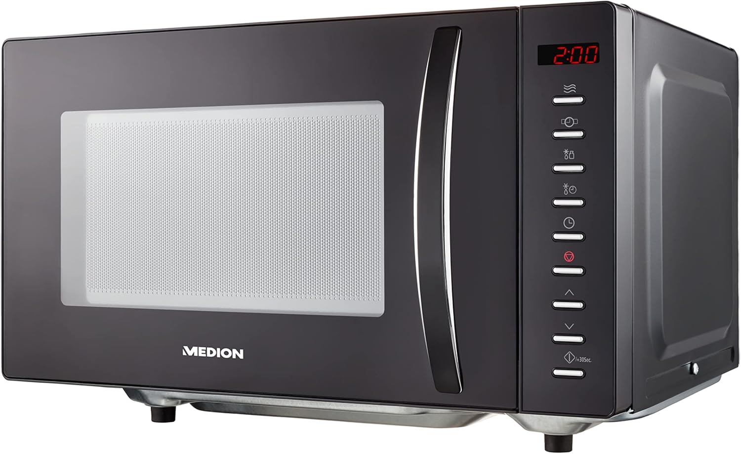MEDION Mikrowelle, ca. 700 Watt Leistung, ca. 17 Liter Kapazitt, 6 Stufen, Auftaufunktion, MD 15644, schwarz/silber