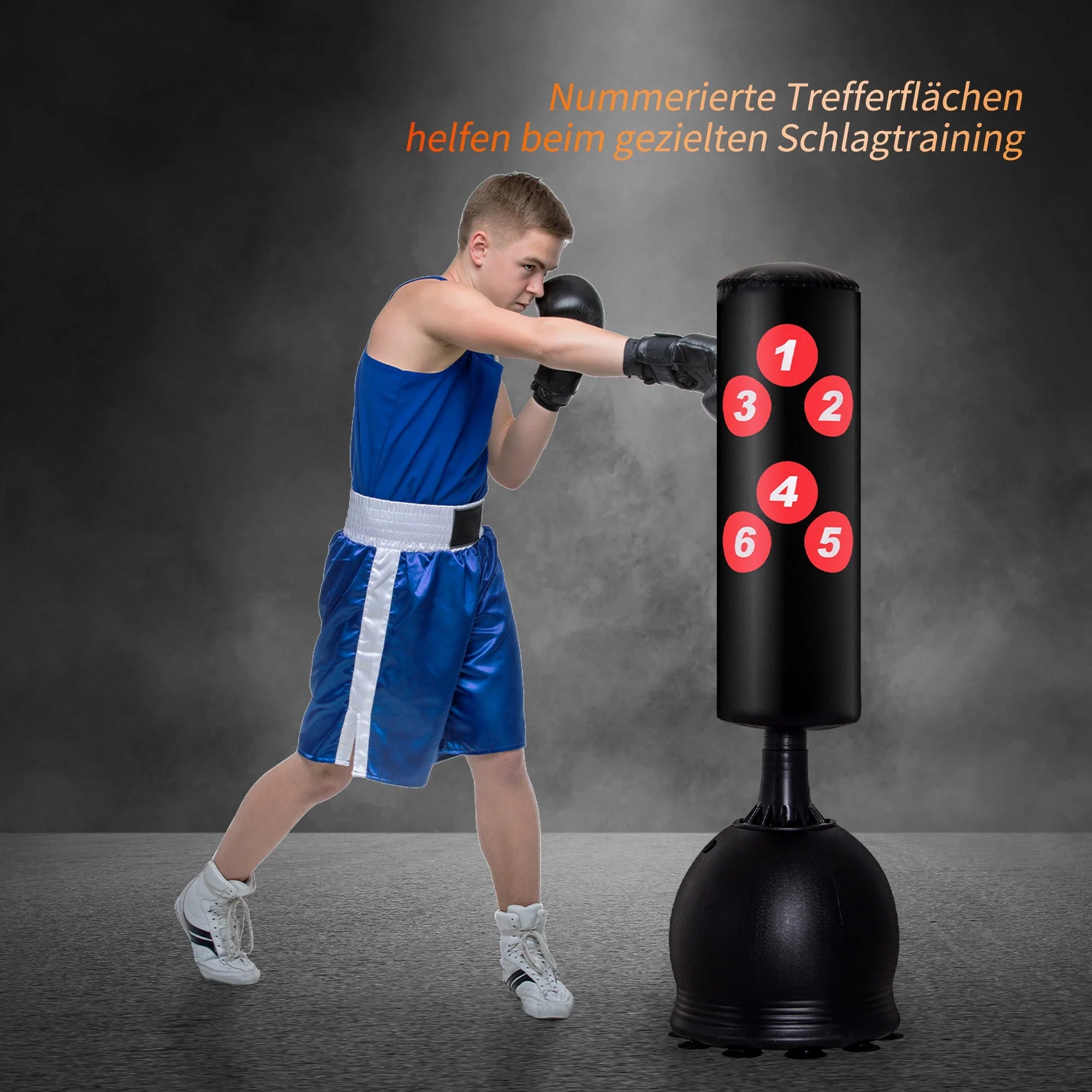HOMCOM Sacco da boxe autoportante con ventose e sistema reflex
