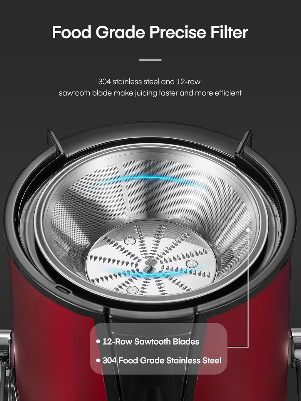 FOHERE Centrifuga per Frutta e Verdura in Acciaio Inox, 400W con Imboccatura Larga da 65 MM e 3 Velocità, Funzione Anti-Goccia e Protezione da Surriscaldamento con Spazzola per la Pulizia, Argento