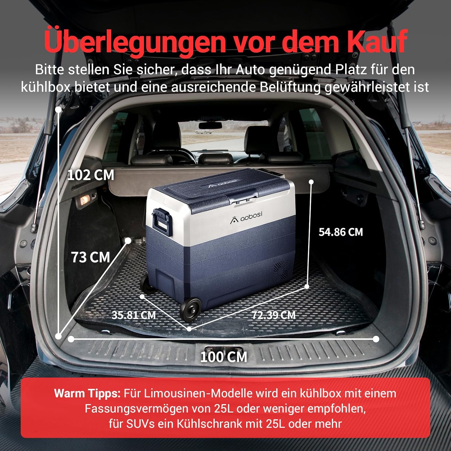 AAOBOSI Frigo Box a Compressore 36 L, Frigo Portatile per Auto con Controllo App WiFi, 12/24 V e 100-240 V, fino a -20 °C per Auto, Camion, Barca, Camper, Campeggio, Doppia Zona