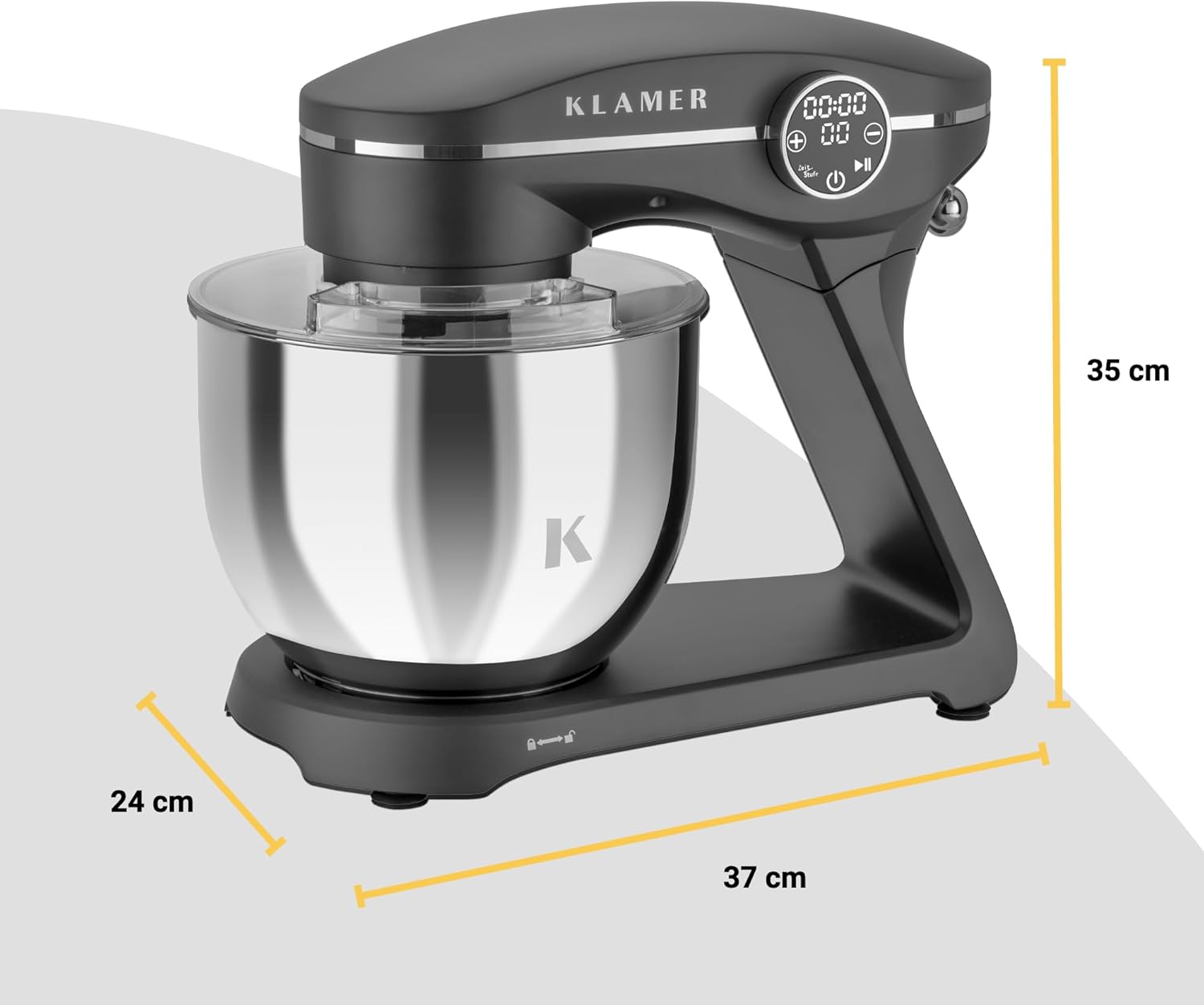 Impastatrice Planetaria KLAMER 1800W, con Ciotola in Acciaio Inossidabile da 6 Litri, 10 Velocità con Timer, Frusta a Filo, Gancio Impastatore, Frusta Piatta e Paraspruzzi