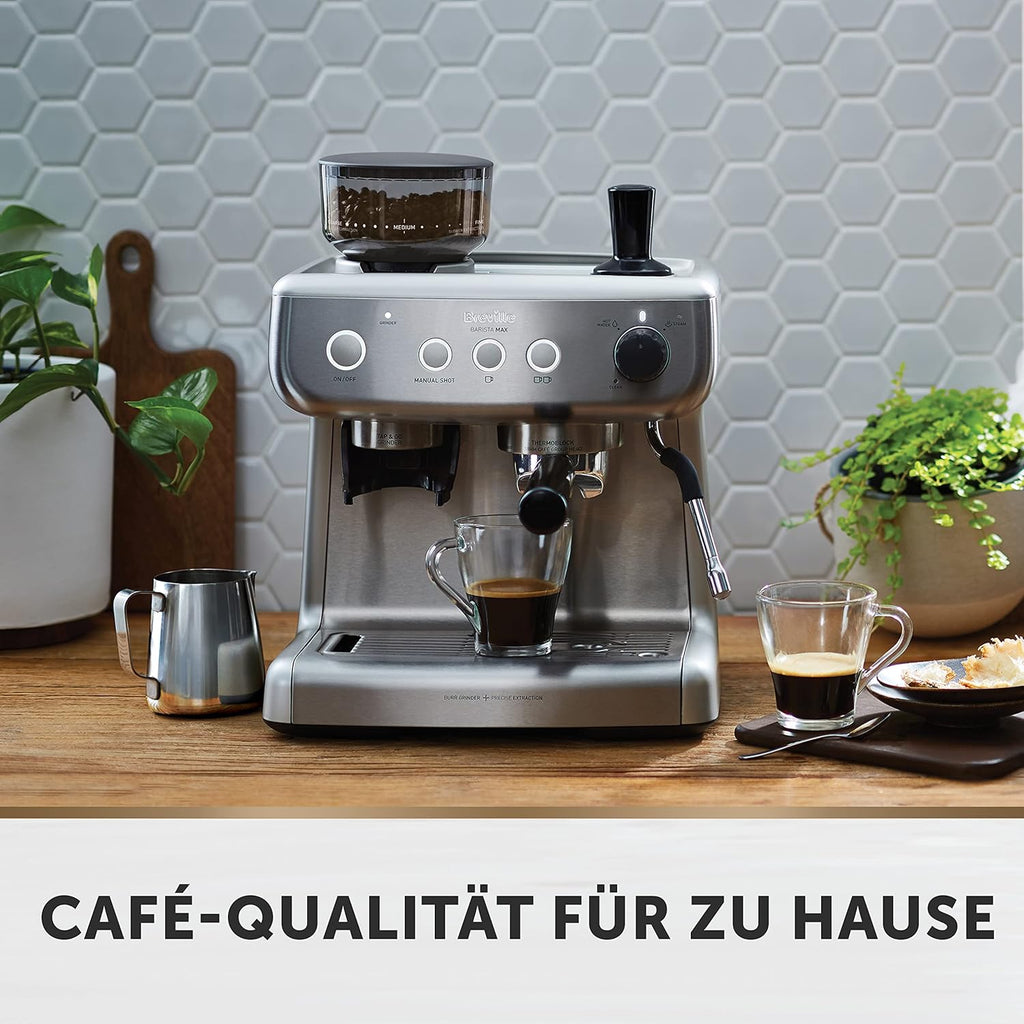 Breville Barista Max Macchina da caffè con braccio per espresso | Macchina da caffè espresso con macinacaffè integrato e montalatte | Serbatoio dell'acqua da 2,8 l | Pompa italiana da 15 bar | Acciaio inossidabile [VCF126X]