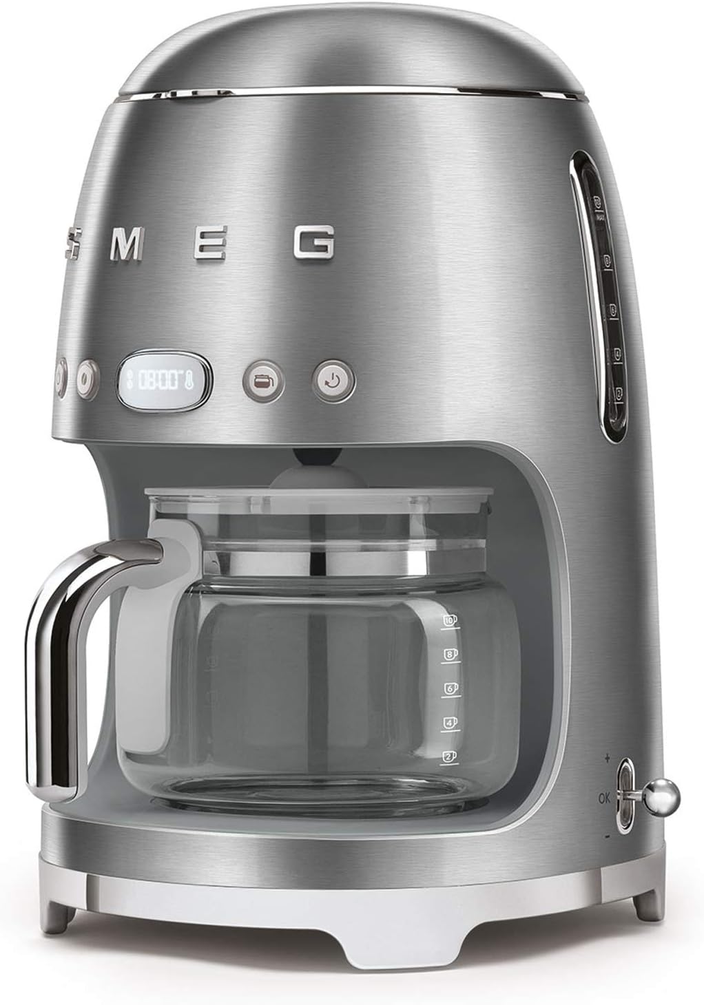 Smeg, DCF02BLMEU, Macchina da caffè con filtro, Funzione aroma e avvio automatico, Caraffa in vetro fino a 12 tazze, 2 livelli di intensità, Funzione di mantenimento del calore, 1050W, Nero opaco