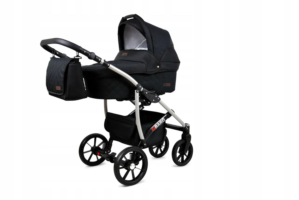 BabyLux® Bambimo Kinderwagen Set 3 in 1 - Qbaro - incl. Babywanne, Buggy Sportsitz, Auto-Babyschale - Autositz - Kinderwagenset - Kombikinderwagen mit Wickeltasche, Regenschutz usw.