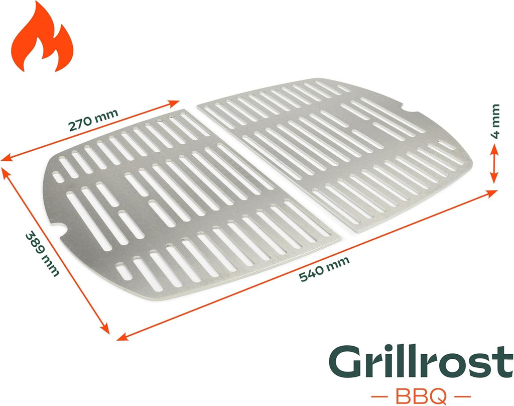 Griglie in acciaio inox per Weber Q300/3000 | lavabili in lavastoviglie - set da 2 pezzi