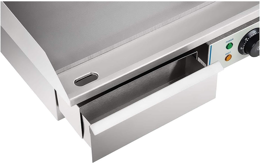 Royal Catering Grillplatte elektrisch Elektrogrill Gastronomie Tischgrill Edelstahl RCEG-55 (3000 W, 55x35 cm, 30-300°C, glatt, Gehäuse aus Edelstahl) Silber