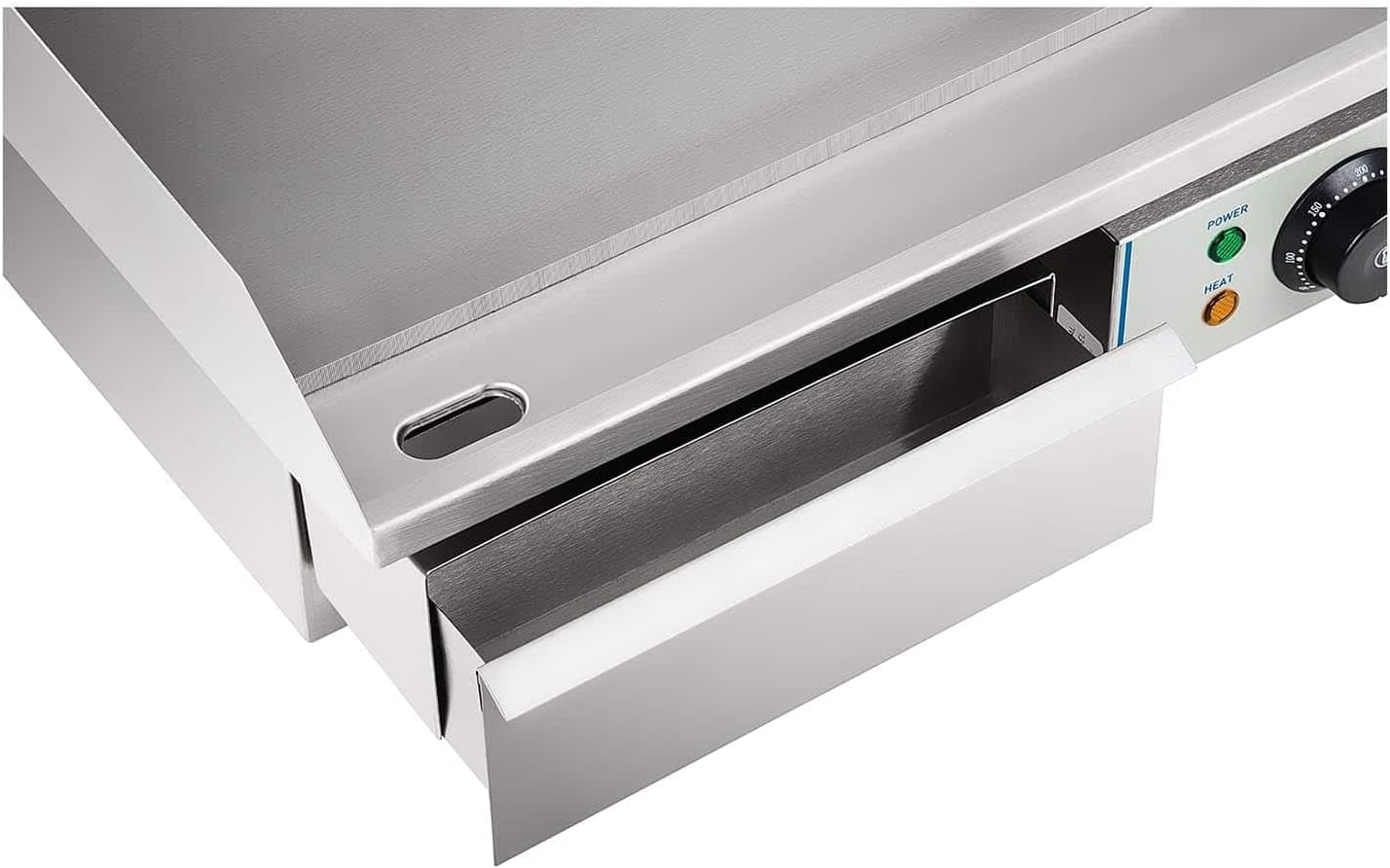 Royal Catering Grillplatte elektrisch Elektrogrill Gastronomie Tischgrill Edelstahl RCEG-55 (3000 W, 55x35 cm, 30-300°C, glatt, Gehäuse aus Edelstahl) Silber