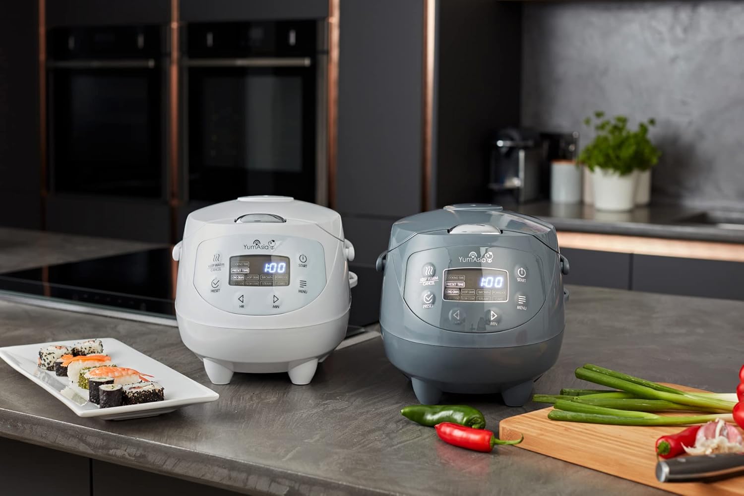 Yum Asia Panda Mini-Reiskocher mit Ninja-Keramikschüssel und Advanced Fuzzy Logic (3,5 Tassen, 0,63 Liter) 4 Reisfunktionen, 4 Multicooker-Funktion, 220–240V