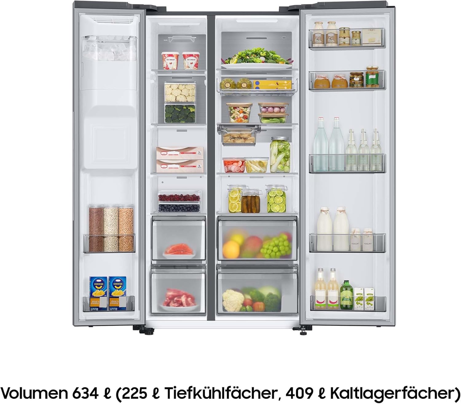 RS6GA8521B1/EG Frigorifero Side-by-Side, 178 cm, 634 l, 225 l di volume del congelatore, Tecnologia Space Max, Premium Black Steel