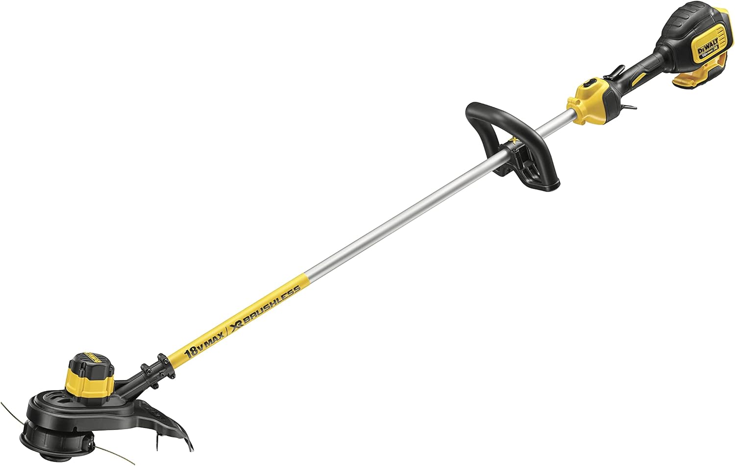 DEWALT Tagliabordi a batteria (18 Volt, senza spazzole, larghezza di taglio 30 cm, elettronica a due velocità, prolunga filo Bumb-Feed, per grandi superfici e giardini, fornito senza batteria e caricabatterie) DCM561PB