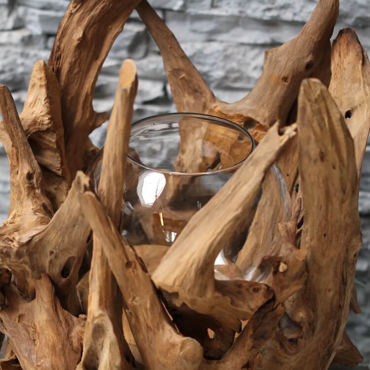 Wurzel Kerzenstnder VONDRO mit Glas