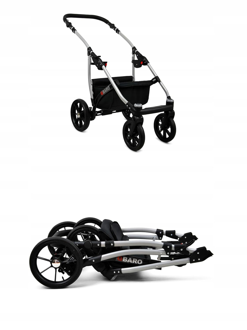 BabyLux® Bambimo Kinderwagen Set 3 in 1 - Qbaro - incl. Babywanne, Buggy Sportsitz, Auto-Babyschale - Autositz - Kinderwagenset - Kombikinderwagen mit Wickeltasche, Regenschutz usw.