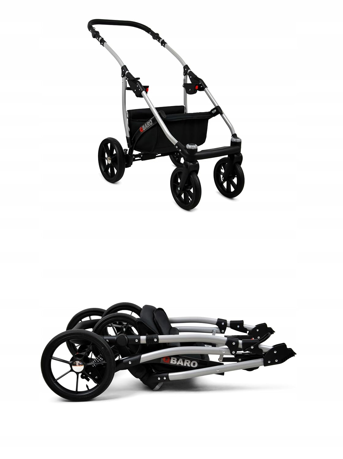 BabyLux® Bambimo Kinderwagen Set 3 in 1 - Qbaro - incl. Babywanne, Buggy Sportsitz, Auto-Babyschale - Autositz - Kinderwagenset - Kombikinderwagen mit Wickeltasche, Regenschutz usw.
