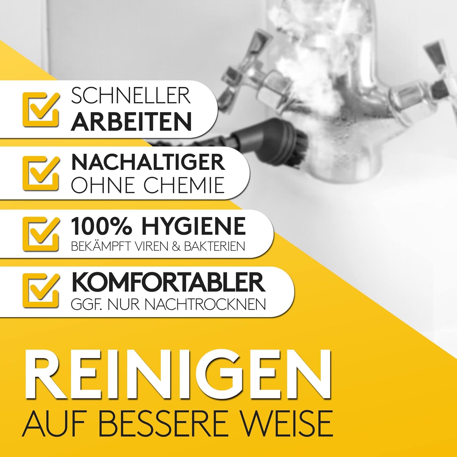 Neighbour's Friend Dampfreiniger Handgert mit vielen Aufstzen 350ml Tank I Leistungsstarker Handdampfreiniger 3,5 Bar I Dampf Gert Fenster mit Dampfregulierung