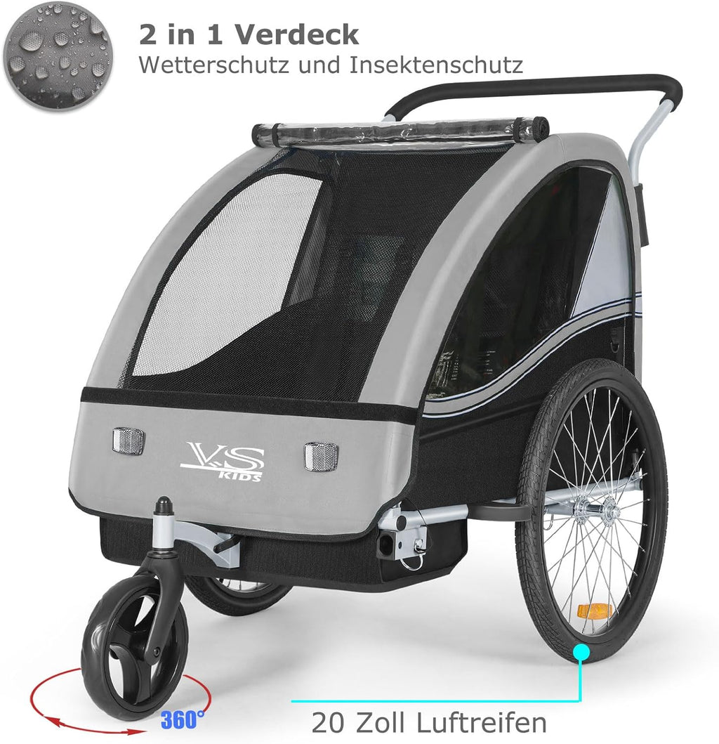 Tiggo VS 2 in 1 Rimorchio per bambini Rimorchio per bici Rimorchio con set passeggino Jogger 50202