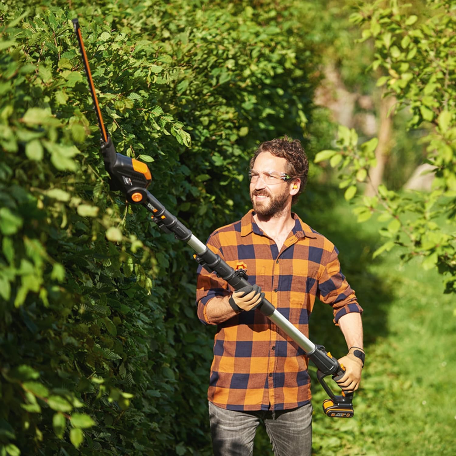 WORX WG252E.9 Tagliasiepi Telescopico a Batteria - Larghezza di Taglio 45 cm - Asta Telescopica Regolabile in 10 Posizioni fino a 3,20 Metri di Altezza - Compatibile con PowerShare - Batteria e Caricabatterie Non Inclusi