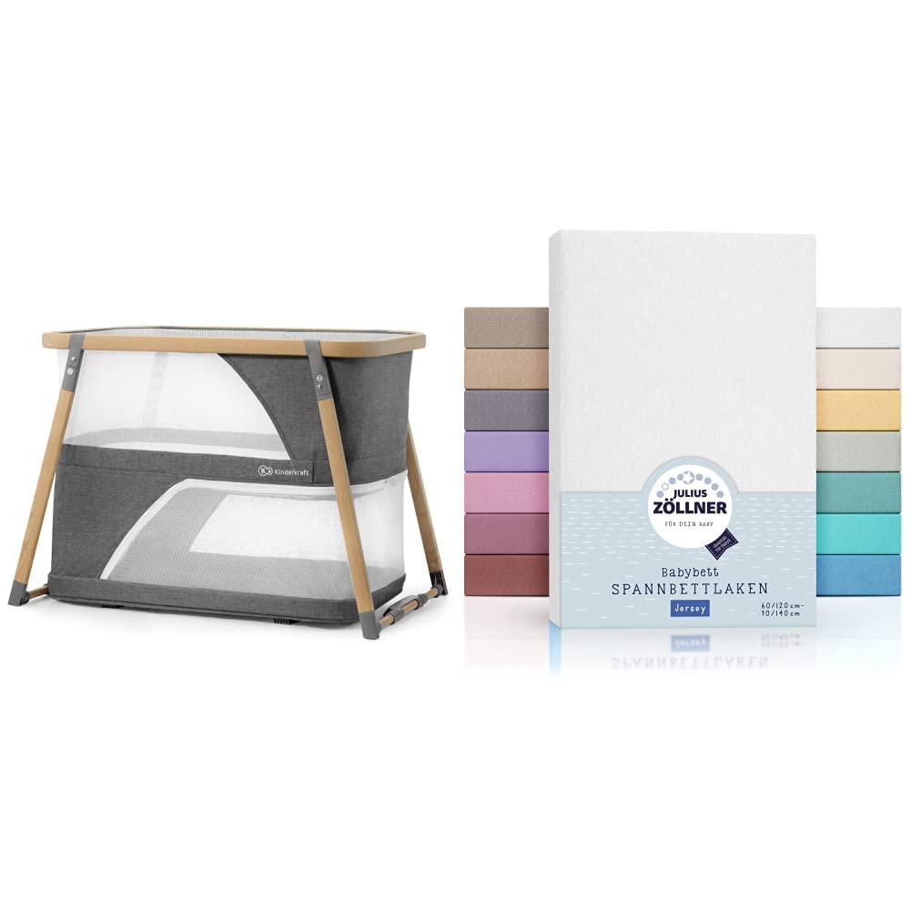 Kinderkraft Culla da Viaggio 4 in 1 SOFI, Culle per Bambini, Lettino, Lettino da Affiancare al Letto, Lettino da Viaggio con Accessori, con Funzione Box, Design Moderno, Dimensioni Ridotte da Piegato, Grigio