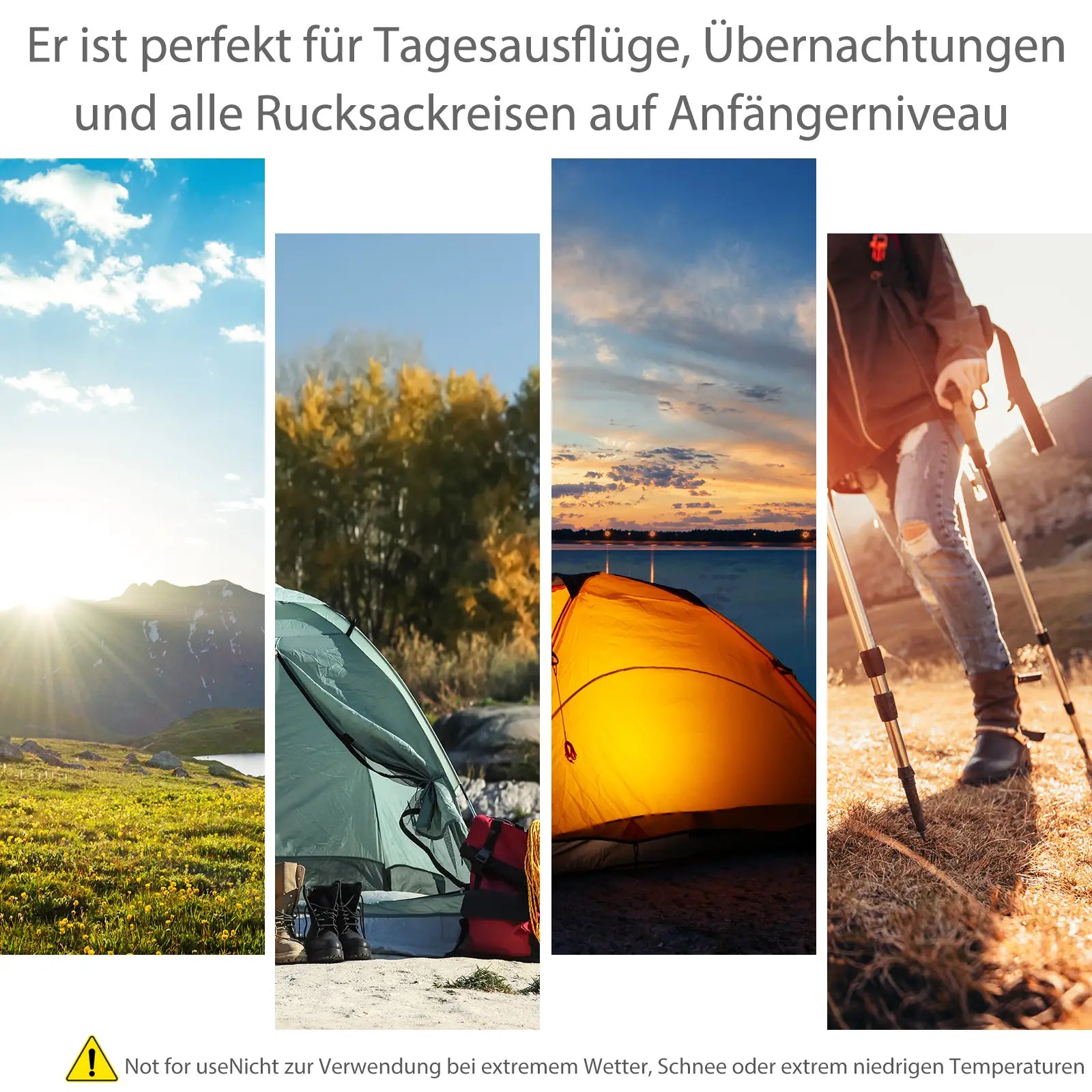Tenda da campeggio Outsunny 3-4 persone, tenda a cupola grigio-nera