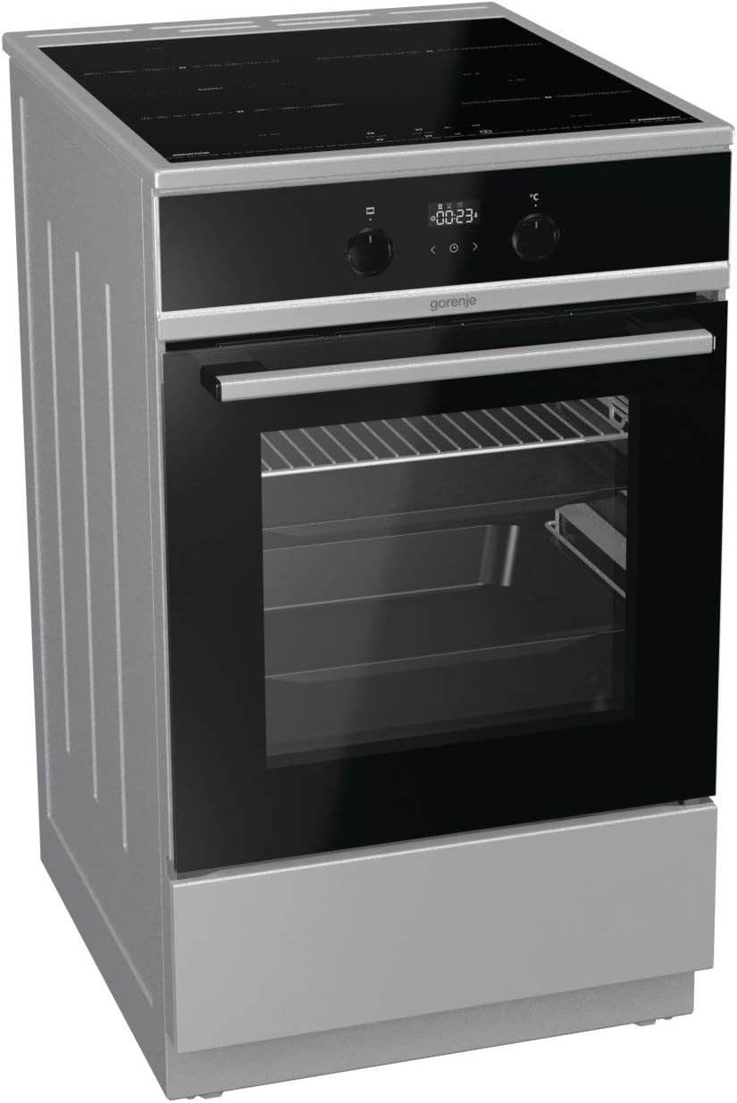 Gorenje GEIT5C61SPG Cucina indipendente con piano cottura a induzione, 50 cm, 70 litri, argento, PerfectGrill, AirFry, FrozenBake, Pizza Mode 300°C, AquaClean, Made in Europe, inox