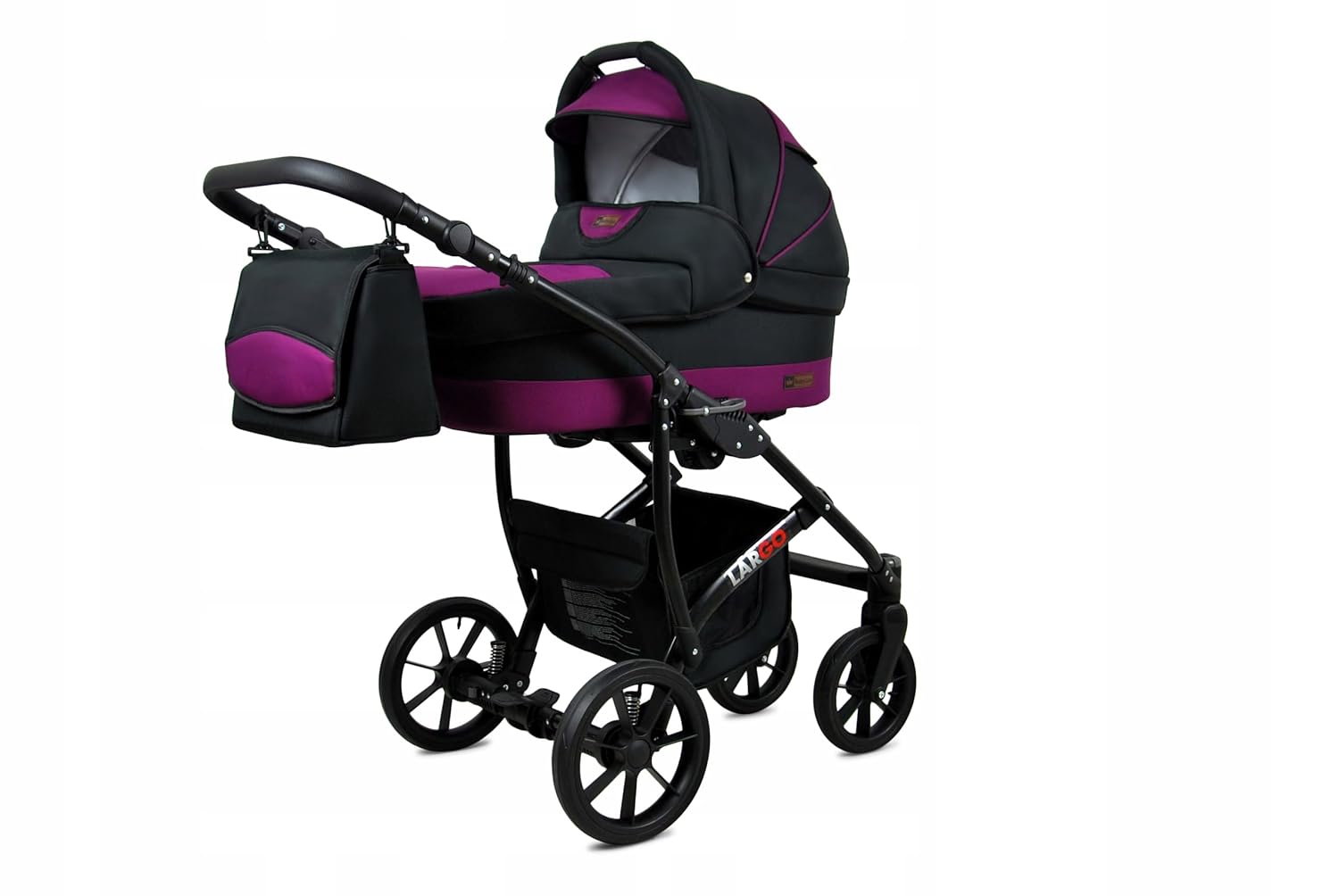 BabyLux Largo 2-in-1 Baby Kinderwagen Tief und Kinderwagen mit Zubehör Verstellbar und faltbar Aluminiumkonstruktion Wasserdicht Nicht abnehmbare Räder Brown Cream White Frame