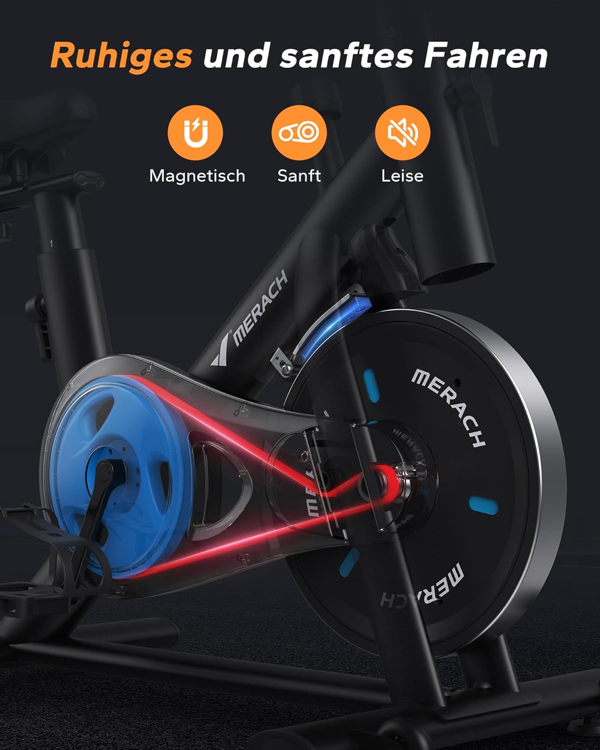 MERACH Cyclette con Resistenza Regolabile, Bici da Allenamento Silenziosa con Monitor LCD Migliorato, Supporto per Tablet, Cyclette da Interno per Cardio Fitness a Casa, App Dedicata, Fino a 136 kg