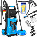 MASKO® Idropulitrice 2200 Watt 165 bar 450 l/h, con avvolgitubo 10m, set accessori 9 pezzi, con serbatoio per sapone e ugello schiumogeno, pistola ad alta pressione per auto/recinzioni/giardino/pati (Grigio)