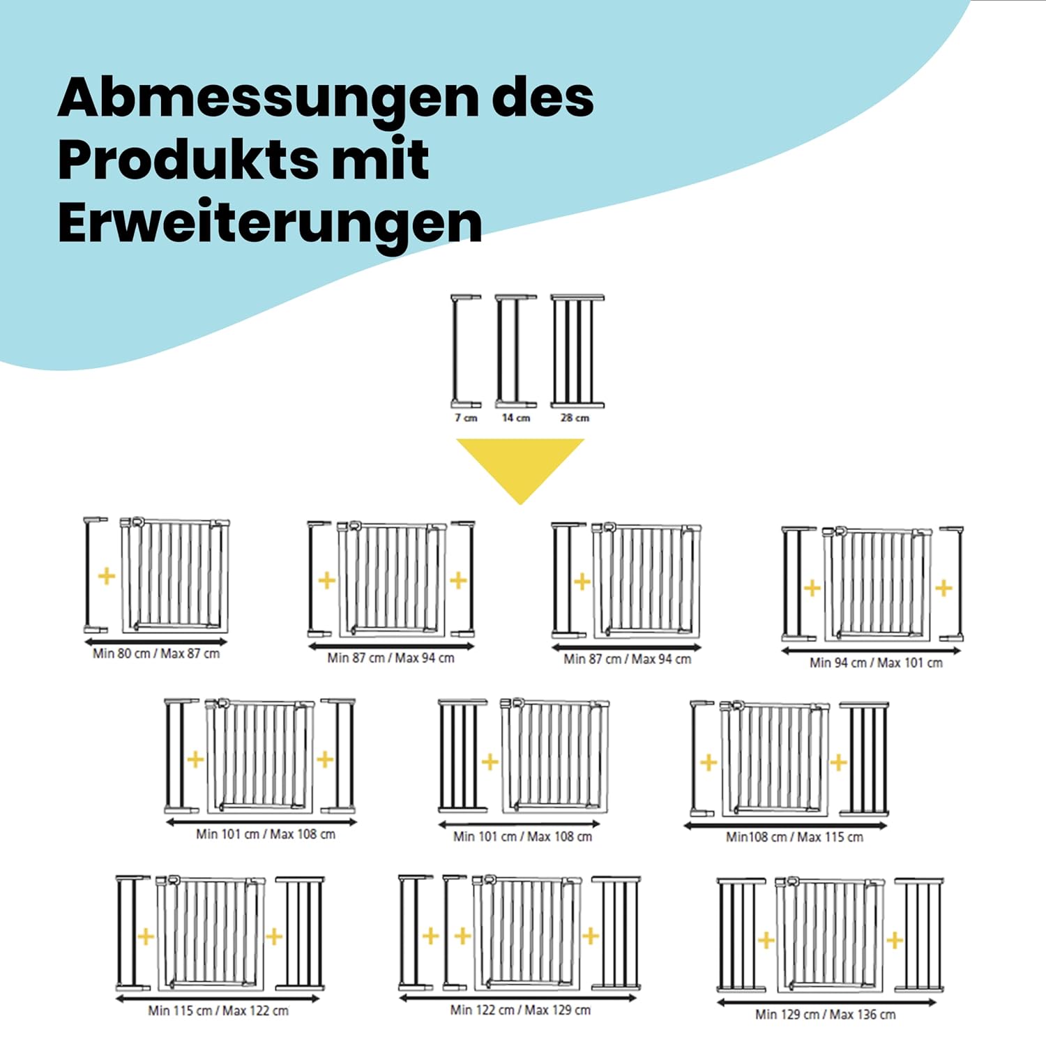 Safety 1st Easy Close Extra Tall, extra hohes (91 cm) Sicherheitsgitter aus Metall, druckfest, ideal für Kinder und Haustiere, mit einer Breite, die sich von 73 auf 80 cm ausdehnen lsst, wei