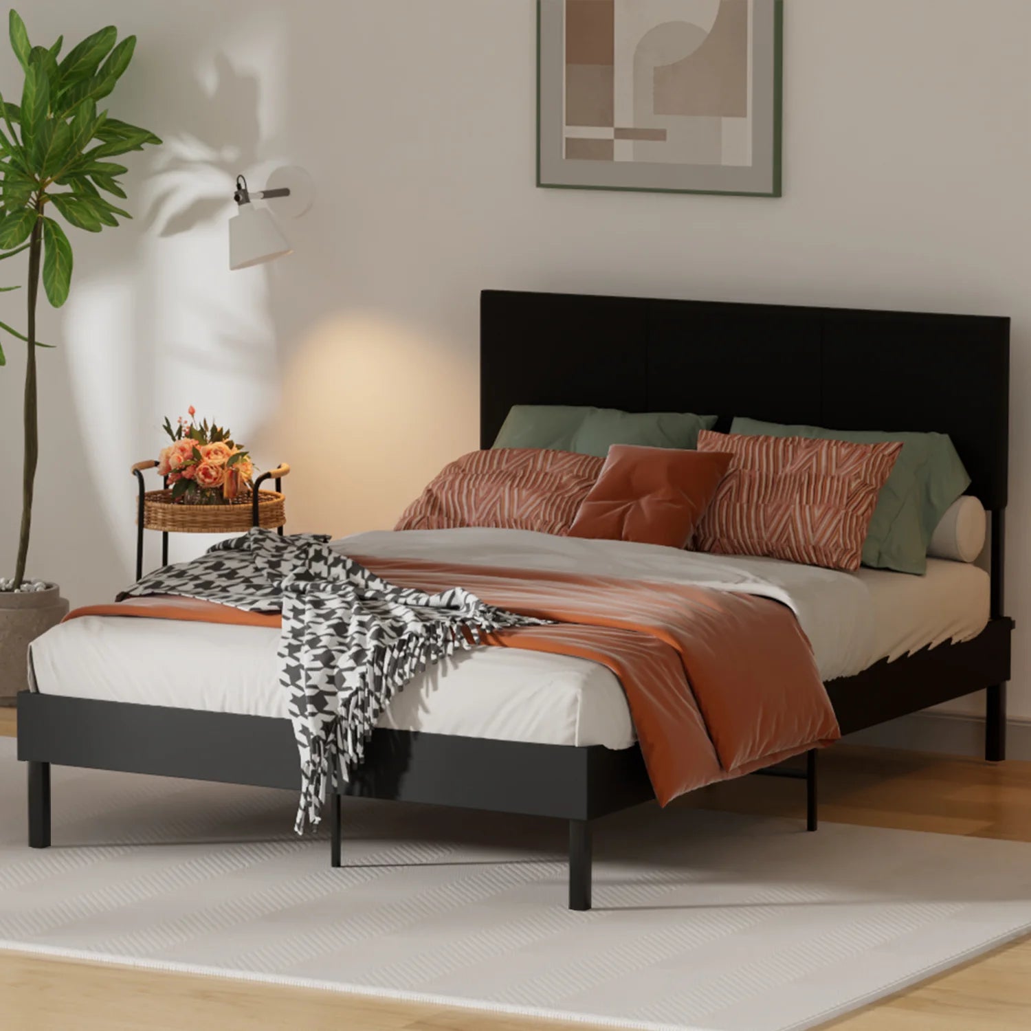 Sonnewelt Letto Imbottito con Testiera in Pelle