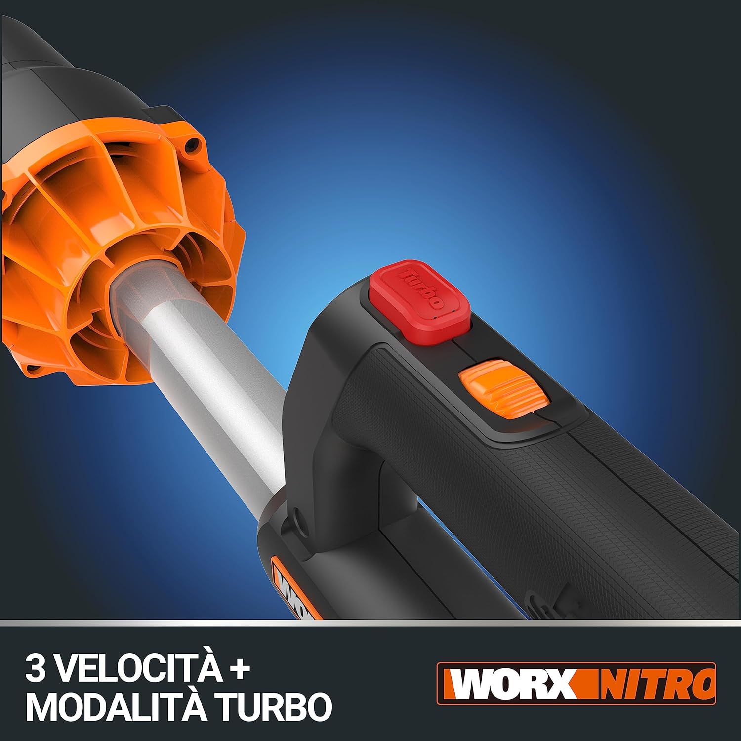 WORX NITRO 40V Profi Akku-Laubbläser WG585E.9 - starker bürstenloser Motor - 3 Geschwindigkeiten & 2 Modus - 266km/h Luftgeschwindigkeit - 1053m³/h Luftmenge - leicht & kompakt - ohne Akku & Ladegerät
