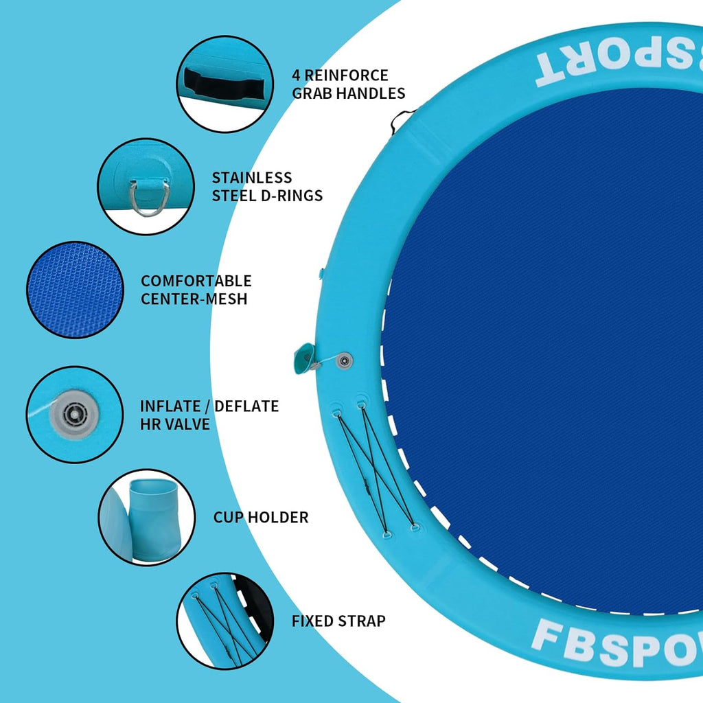 Dock gonfiabile, piattaforma galleggiante, lettino gonfiabile ad acqua da 2,44 m per lago con portabicchieri, anello gonfiabile rotondo, zattera galleggiante, isola prendisole, tappetino da piattaforma
