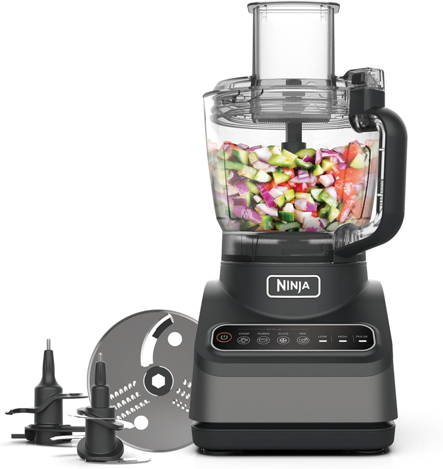 Ninja 2-in-1 Mixer mit 3 Programmen; Mixen, Max Mixen und Zerkleinern & 4 manuellen Einstellungen, 2,1L Krug & 700ml Becher, 1200W, spülmaschinenfest, Auto-iQ, Schwarz BN750EU