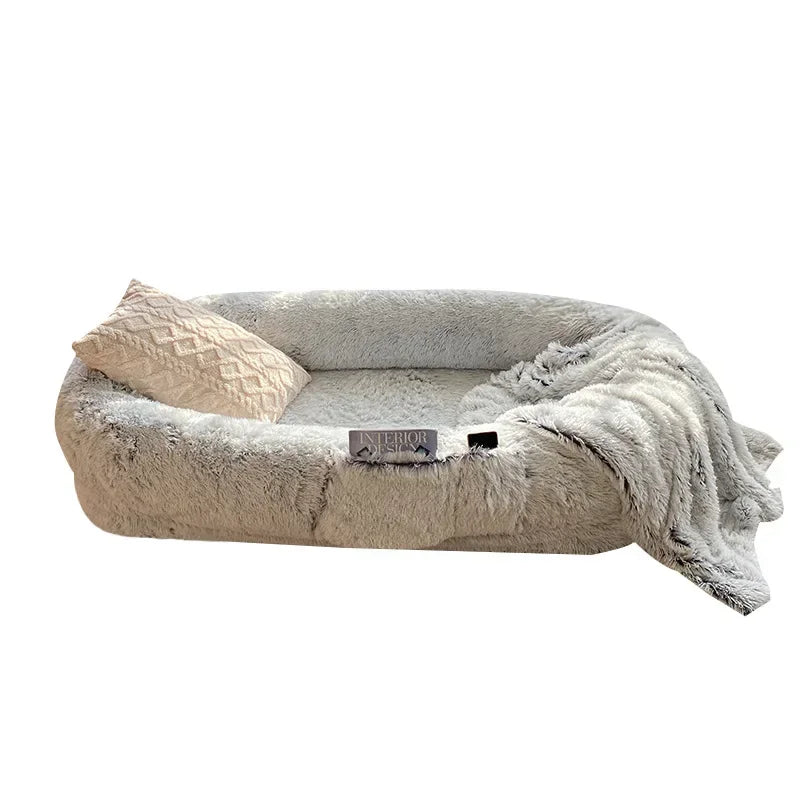 Alex' Plüsch Hunde- und Menschensofa - Groes Haustierbett und Ein-Personen-Sofa