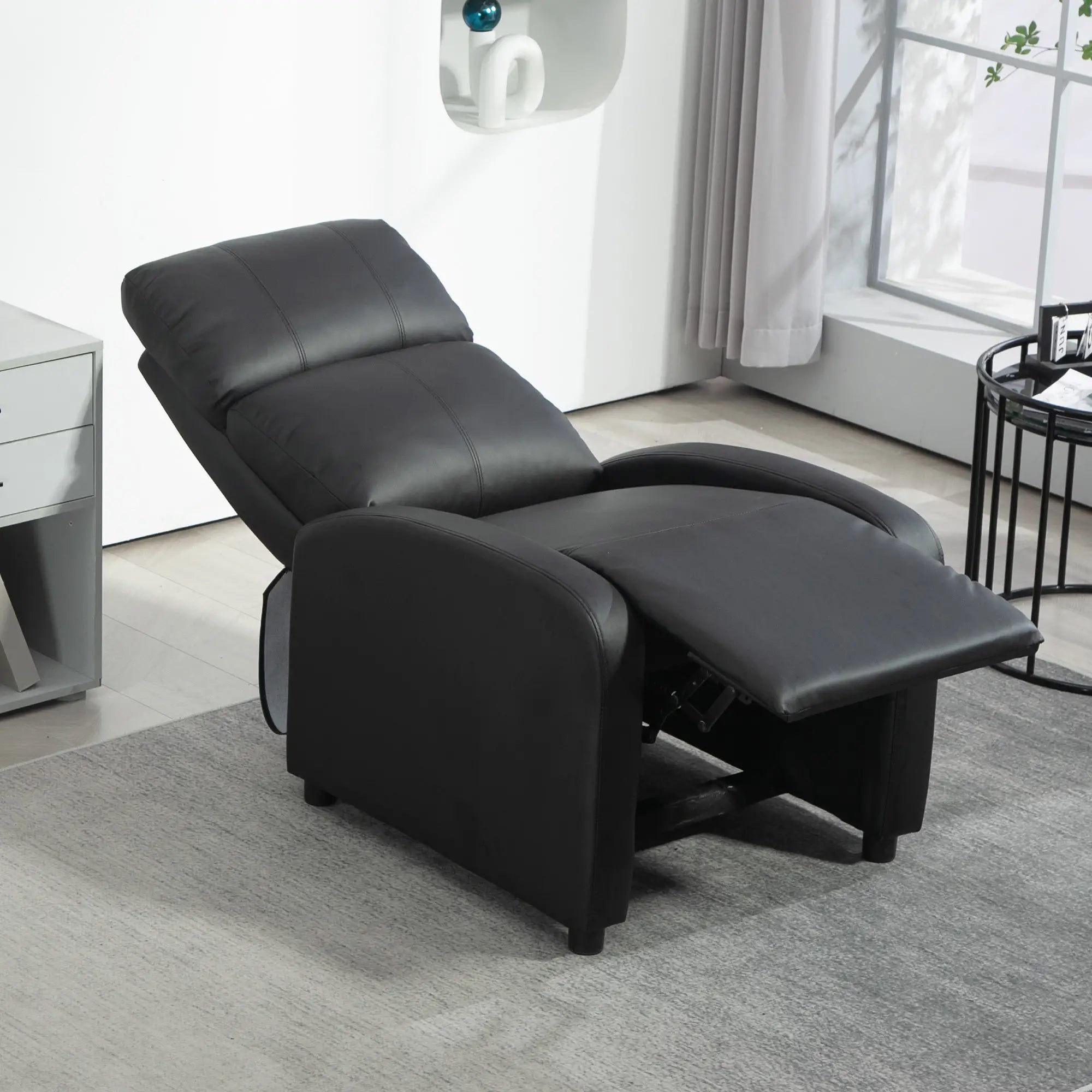 HOMCOM Poltrona Relax per TV con Funzione Reclinabile, Imbottitura Spessa