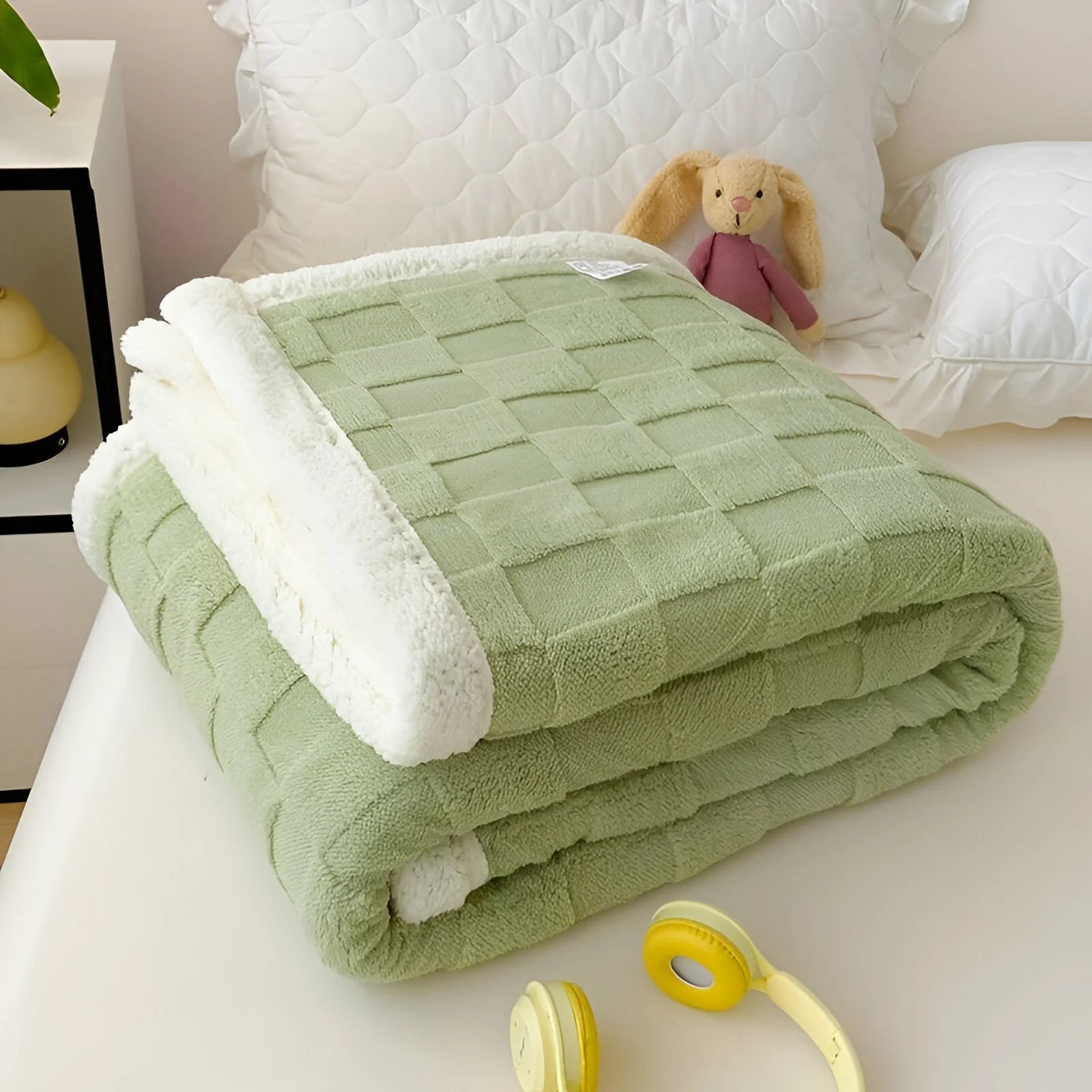 CozyCheck Plaid - Coperta in Pile Reversibile, Spessa e Termica per l'Inverno