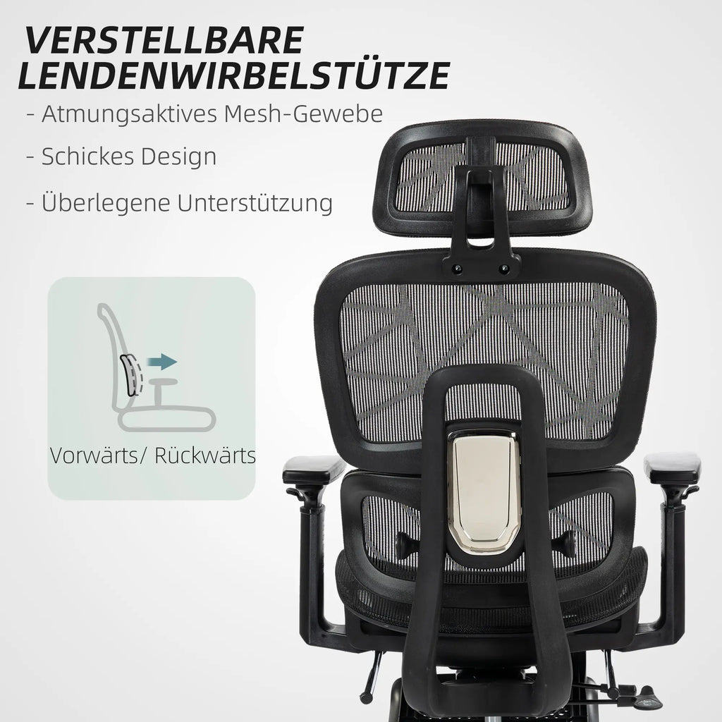 HOMCOM Bürostuhl ergonomisch verstellbar mit Liegefunktion