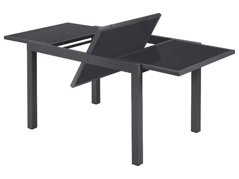 Set in alluminio »Houston«, 9 pezzi - Tavolo allungabile e 8 sedie schienale alto, grigio