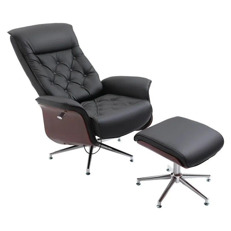 Poltrona relax HOMCOM con poggiapiedi girevole a 360°, reclinabile a 145°, stile Chesterfield