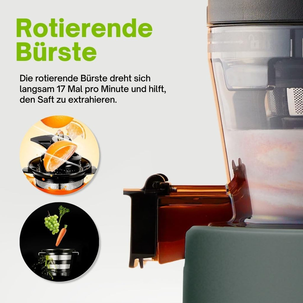 HUROM | Estrattore di succo per frutta e verdura | Slow Juicer | H320N | Spremiagrumi elettrico a freddo | Motore silenzioso | Facile da pulire | Con caraffa grande e filtro a setaccio da 2L | 200 Watt | Senza BPA | Nero