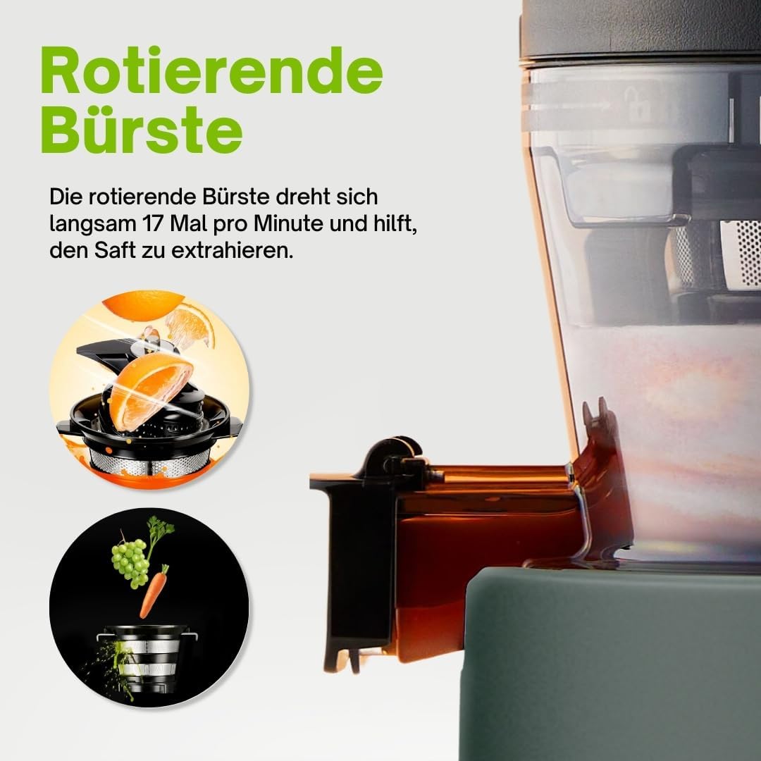 HUROM | Estrattore di succo per frutta e verdura | Slow Juicer | H320N | Spremiagrumi elettrico a freddo | Motore silenzioso | Facile da pulire | Con caraffa grande e filtro a setaccio da 2L | 200 Watt | Senza BPA | Nero