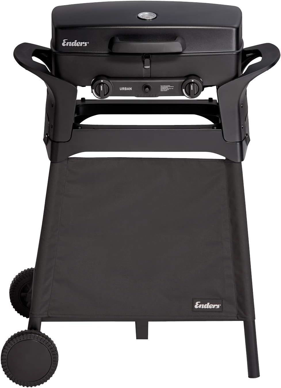 Enders Gasgrill Urban II Pro, barbecue da tavolo, funzione grill, cottura e forno, 2 bruciatori in acciaio inox, con termometro per grill, barbecue da balcone e campeggio, corpo in alluminio pressofuso, griglia in ghisa, #2062